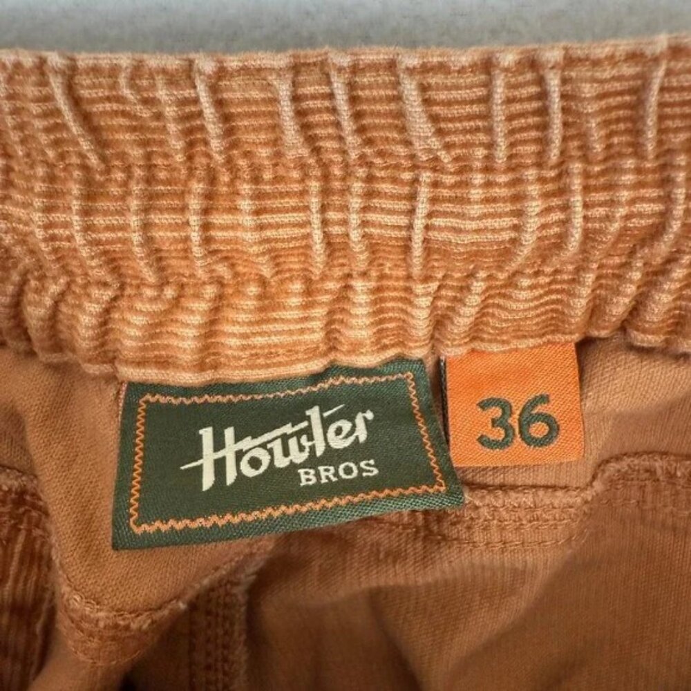 Howler Bros Pressure Drop Cord Shorts Mens 34 Orange Corduroy Stretch Drawstring - Picture 3 of 10